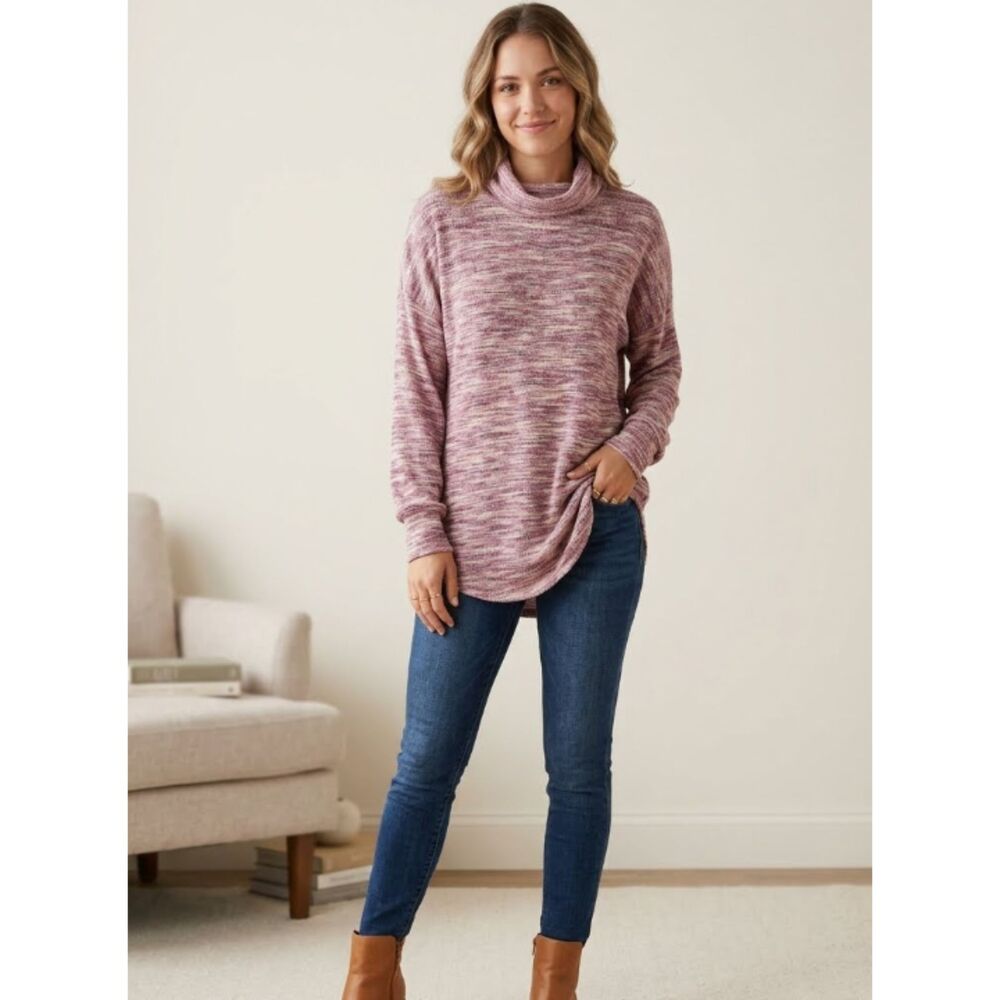 LOFT Cowl Neck Knit Tunic Sweater Top Women's Size XL